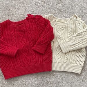 Cozy Cable Knit Sweater - Red and Cream- Baby Gap 6-12 months